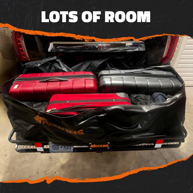 Mockins 16 Cu.Ft. Trailer Hitch Cargo Carrier Bag | 58""x20""x24"" Abrasion-Resistant Vinyl Waterproof Cargo Bag for Hitch Carrier | All-Weather Truck Bed Storage Set w/Straps  Bag Lock  & Carry Bag - Image 3